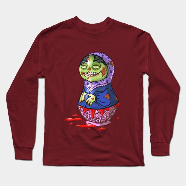 Zombie Russian Doll Long Sleeve T-Shirt by Hoda Hefzy 